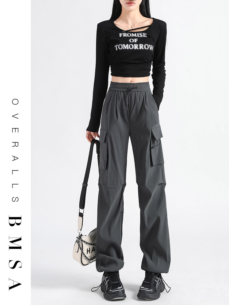 美式工装裤女2025新款春秋夏季小个子束脚窄版运动登山休闲直筒裤