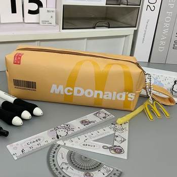 Original Mcdonald's Pencil Case, Large Capacity Stationery Box, Cute for Female Middle and High School Students, Simple Bag for Storing Pencils