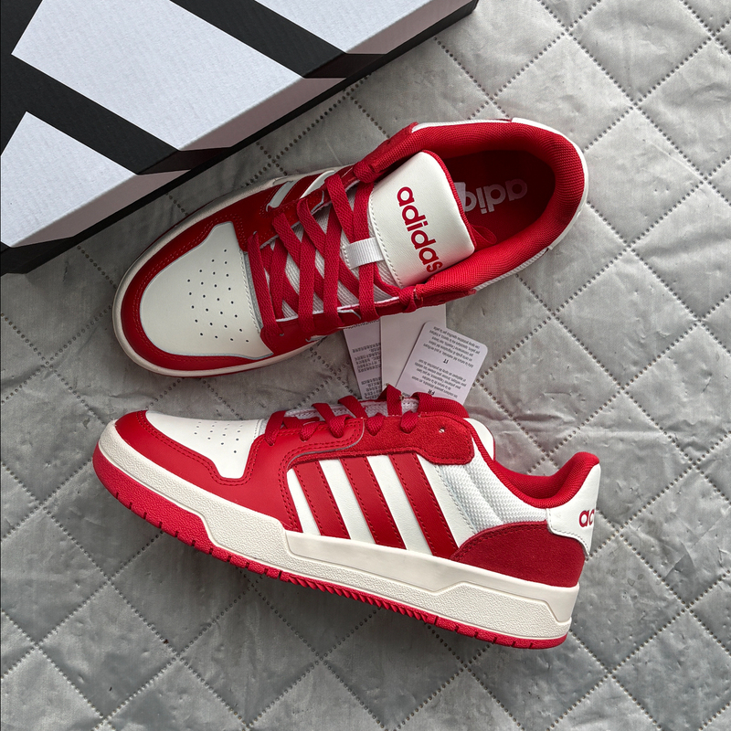 Adidas Entrap Versatile and Comfortable Low-Top Sneakers Unisex White and Red Kj5971