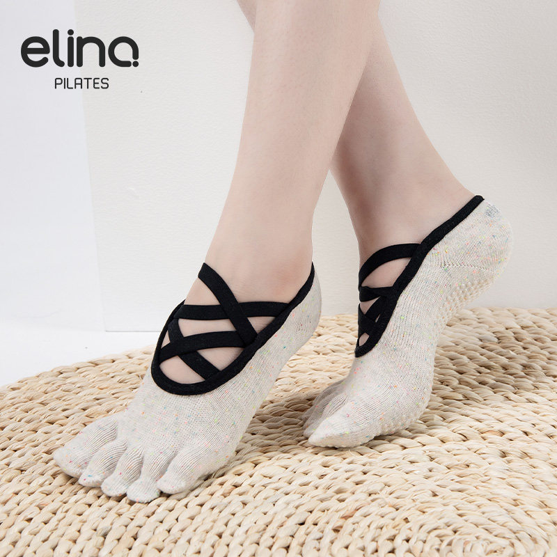 elina一恋2024 双交叉带露背五趾普拉提瑜伽防滑袜ELR2504