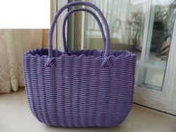 Fashion Satchel Hand Basket Shopping Vegetable Basket Woven Storage Basket Shopping Fruit Gift Plastic Rattan Woven Basket