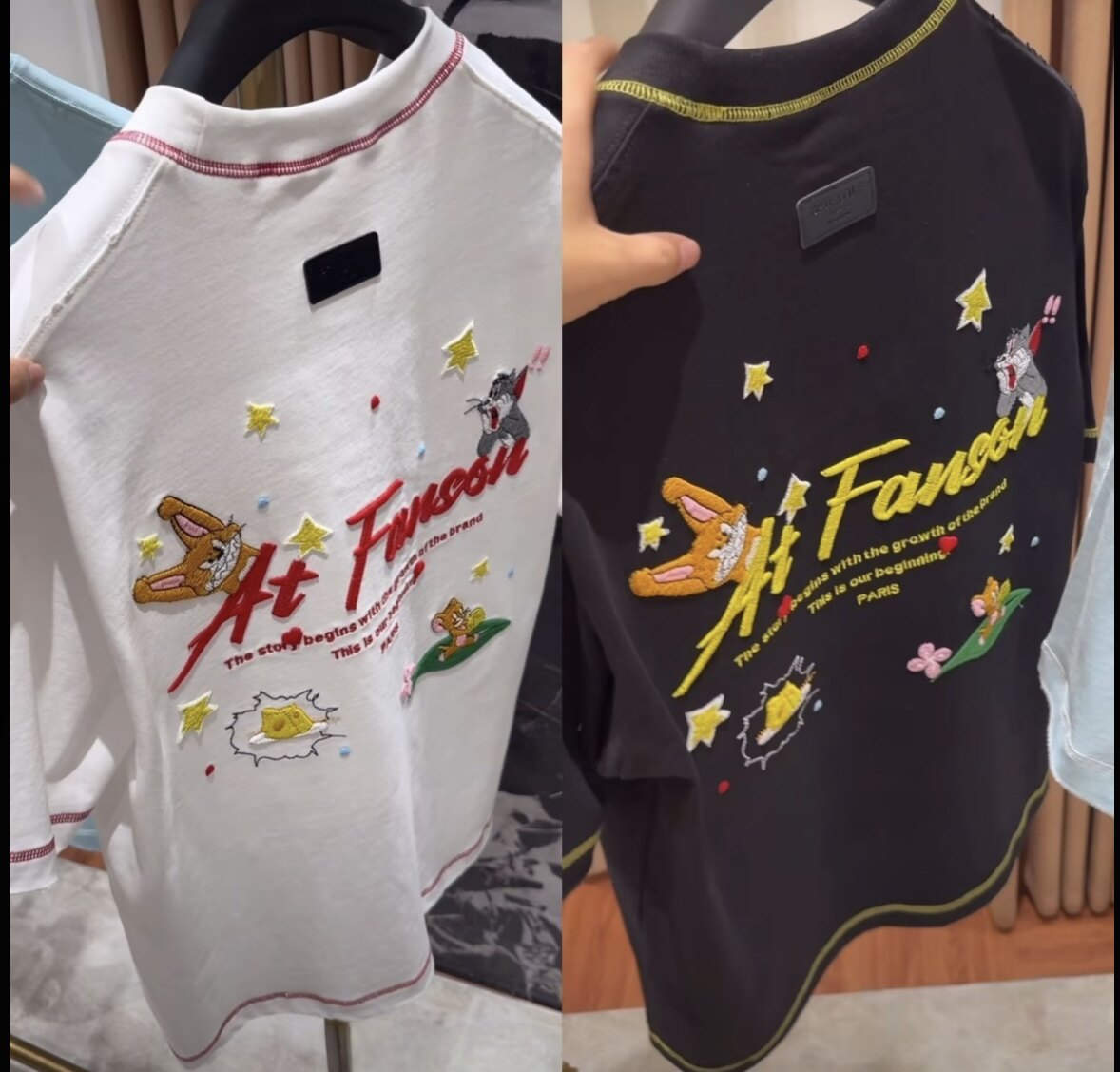 ATFANSON [トムとジェリー] S6565 春夏用 ゆったり通気性 クラシック メンズ クルーネック 半袖Tシャツ