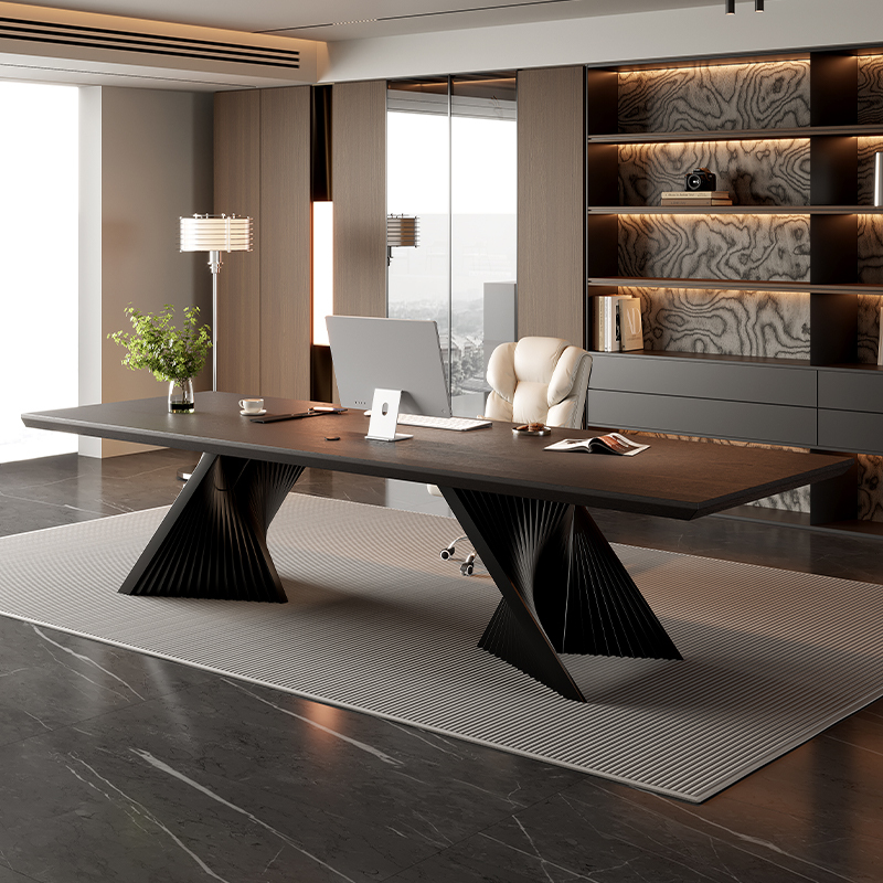 Jizhen Modern Minimalist Solid Wood Young Boss Office Desk 2026 New High-End New Model Computer Desk Business Desk Jizhen Modern Minimalist Solid Wood Young Boss Office Desk 2026 New High-End New Model Computer Desk Business Desk