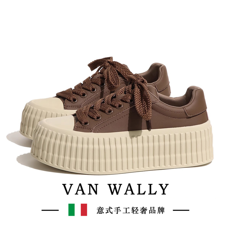 Vanwally Small Fragrant Style Genuine Leather Biscuit Shoes New Autumn and Winter Platform Thick-Soled Breathable Casual Versatile Women's Shoes Vanwally Small Fragrant Style Genuine Leather Biscuit Shoes New Autumn and Winter Platform Thick-Soled Breathable Casual Versatile Women's Shoes
