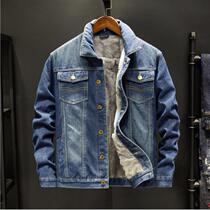 Foreign trade autumn and winter large size jacket mens denim jacket youth loose casual jacket washed lapel jacket tops for men
