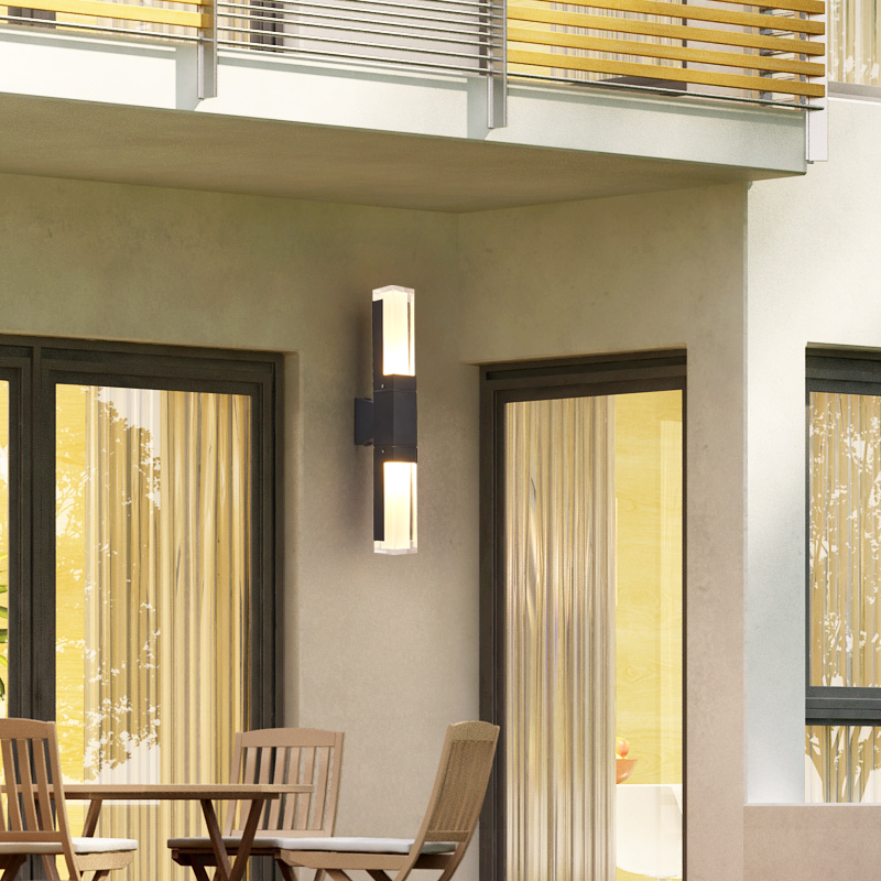 LED double wall light square outdoor stair aisle waterproof acrylic creative exterior wall light garden balcony wall light