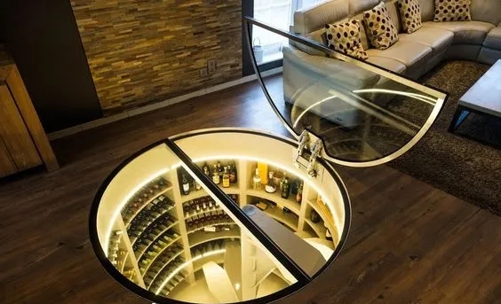Wine Cellar Round Glass Door, Electric Glass Wine Cellar Round Door, Manual and Automatic Glass Round Door