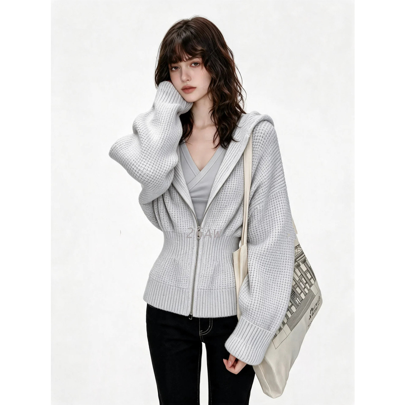 Elegant and Stylish Waffle Knit Sweatshirt Jacket for Women, Featuring a Relaxed Fit and Waist-Cinching Design, Perfect for Commuting, Autumn 2026, Very Attractive Top Elegant and Stylish Waffle Knit Sweatshirt Jacket for Women, Featuring a Relaxed Fit and Waist-Cinching Design, Perfect for Commuting, Autumn 2026, Very Attractive Top