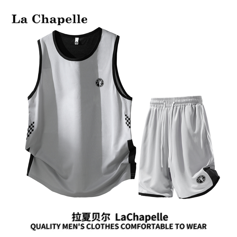 La Chapelle Ice Silk Sports Suit Men's 2026 Summer Running Quick-Dry Jersey Sleeveless Vest Basketball Wear Trendy La Chapelle Ice Silk Sports Suit Men's 2026 Summer Running Quick-Dry Jersey Sleeveless Vest Basketball Wear Trendy