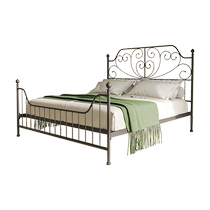 French cream style retro iron bed single double bed home iron frame bedroom black girls European princess bed