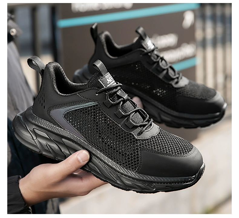 Jiefu labor protection shoes for men in summer, breathable, lightweight, deodorant, steel toe, anti-smash and anti-puncture, women's ultra-light soft-soled work shoes