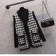 Xiaoxiangfeng vest female 2023 spring and autumn new temperament black and white grid vest self-cultivation bottoming shirt age-reducing three-piece set