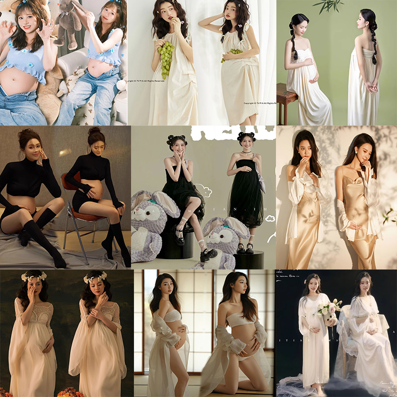 Pregnant woman takes photos of clothes to take photos of clothing new movie of pregnancy mommy big belly art photos of pregnant woman taking photos at home-Taobao