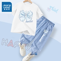 Быстросохнущие джинсовые джинсы с бантиком, короткий рукав