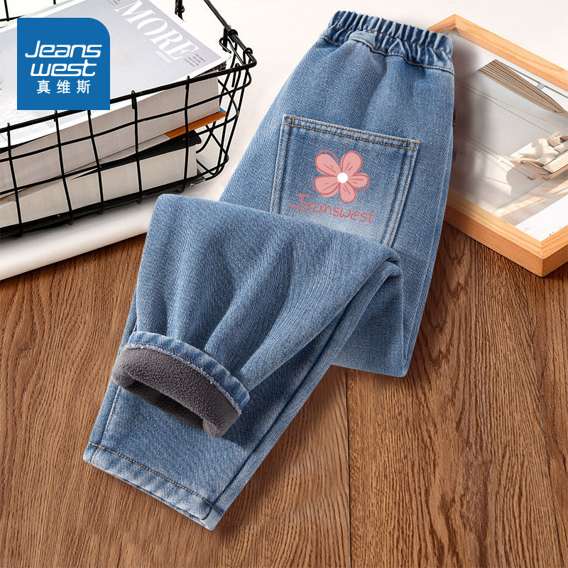 Детская одежда Zhenvis, брюки для девочек, осенне-зимние модели, новинка 2025 года, вельветовые джинсы для маленьких девочек, детские зимние брюки
