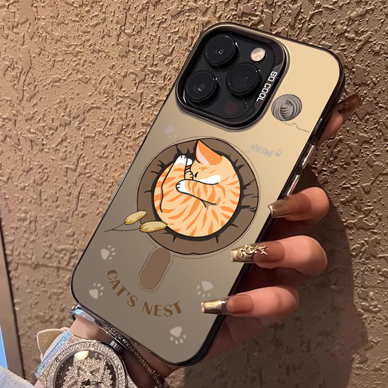 Magsafe Magnetic Case Suitable for Apple 15 Pro Max, High-End Feel, iPhone 14 New Model, 13 Pro Wireless Charging, 12 Cat, 11 Cartoon, Plus Fun Pro, Unisex Protective Case