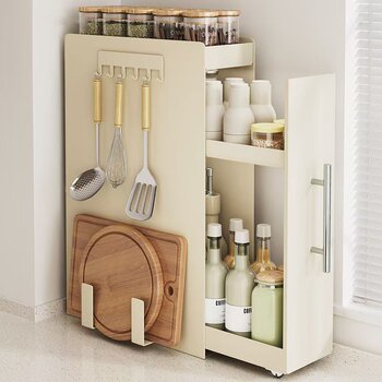 Kitchen seasoning storage rack household multi-functional pulling oil, salt, sauce, vinegar seasoning jar storage box countertop storage cabinet