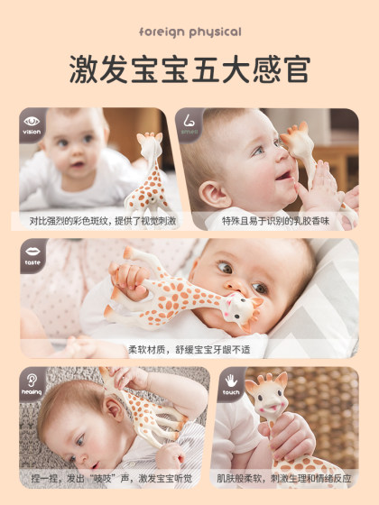 French Sophie LaGirafe Sophie Giraffe Fawn 클래식 Teether 아기 그립 어금니 물린 장난감