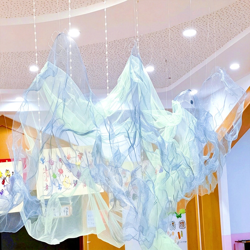 Kindergarten Hanging Decorations, Cloud and Mist Gauze, Creative Decoration for Small Classes, Suspended Mesh Gauze, Creative Decorative Hanging Ornaments, Shapeable Hard Gauze