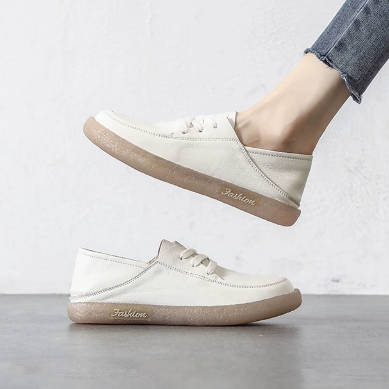 Spanish Niche Brand Ultra-Soft Two-Way Wear White Sneakers for Women, Rubber Soft Sole Women's Shoes, Casual Sports Shoes, Versatile Sneakers