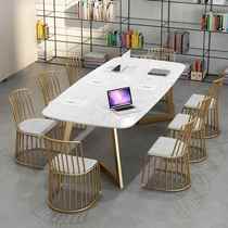 Nordic Marble Desk Company Reception Negotiation Table and Chair Studio Staff Multi-person Desk Computer Desk