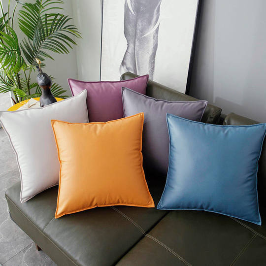 Light luxury technology cloth pillow sofa living room pillow leather cover orange core-free cushion waist pillow bedside back cushion