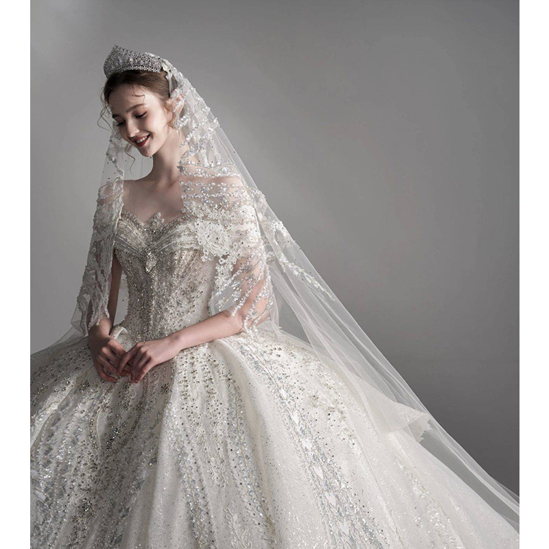 French Heavy Industry Wedding Bride 2023 New Mainly Mainly Mainly High -end Luxury Words Big Dragon Tail White 2024 Retro French Heavy Industry Wedding Bride 2023 New Mainly Mainly Mainly High -end Luxury Words Big Dragon Tail White 2024 Retro
