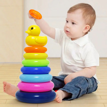 Baby puzzle development intelligence rainbow tower ring Jenga early education 0-1-2 years old infant tumbler toy