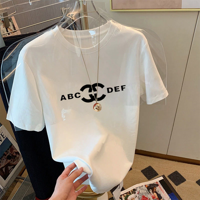 Suitable for Chanel Collaboration European Cotton Short-Sleeve T-Shirt for Women, Loose Top, 2025 Summer New Design with a Sense of Style