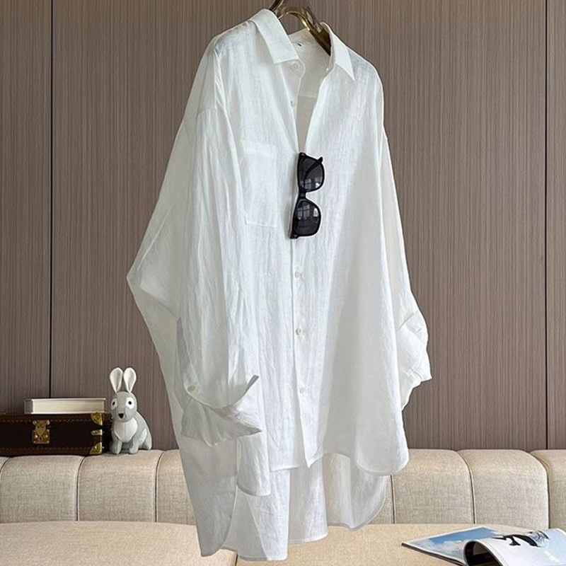 Extra Large Size 150kg Plus-Size French-Style White Long-Sleeve Shirt 2026 New Women's Autumn Mid-Length Sun-Protective Top 2 Extra Large Size 150kg Plus-Size French-Style White Long-Sleeve Shirt 2026 New Women's Autumn Mid-Length Sun-Protective Top 2
