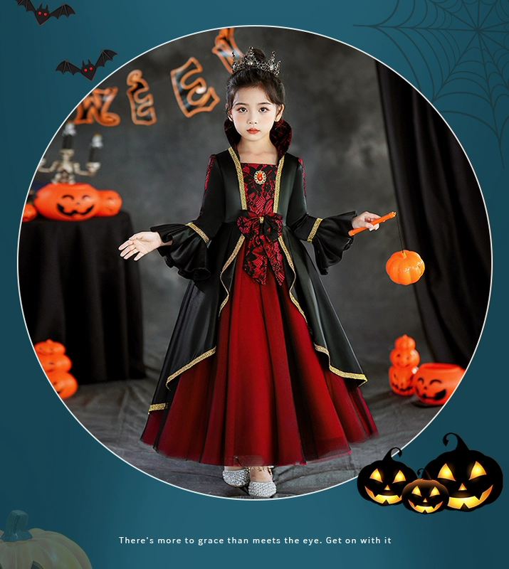 Halloween bé gái ma cà rồng cos trang phục trẻ em phù thủy ăn mặc bí ngô phù hợp với cosplay váy cô gái vũ hội