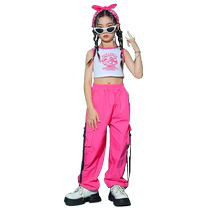 Girl Jazz Dance Costume Children Hip Hop Street Dance Suit Girl Dew Vest Jazz Dance Walk Show Out