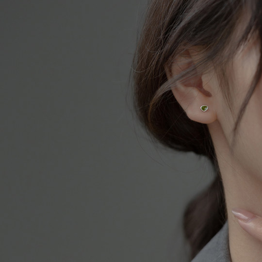 S999 Pure Silver Avocado Earrings 2025 New Trendy Ear Studs for Sleeping Without Removing, Simple and Compact Ear Accessories