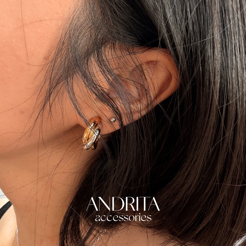 Andrita 26/925 Three-Ring Three-Color Ring/Earrings