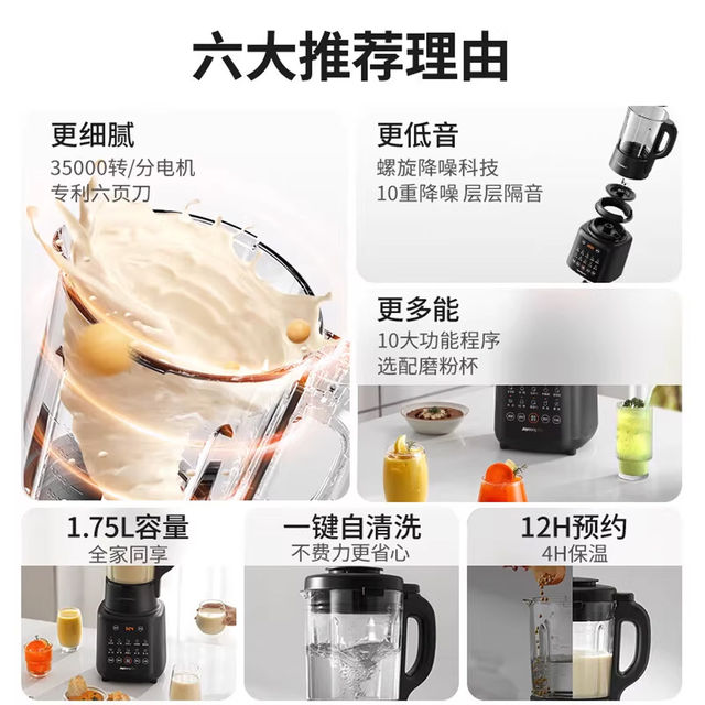 Joyoung Blender for Home Use, New Model, Multifunctional 1.75L Large Capacity Soy Milk Maker, Fully Automatic Smart Food Processor