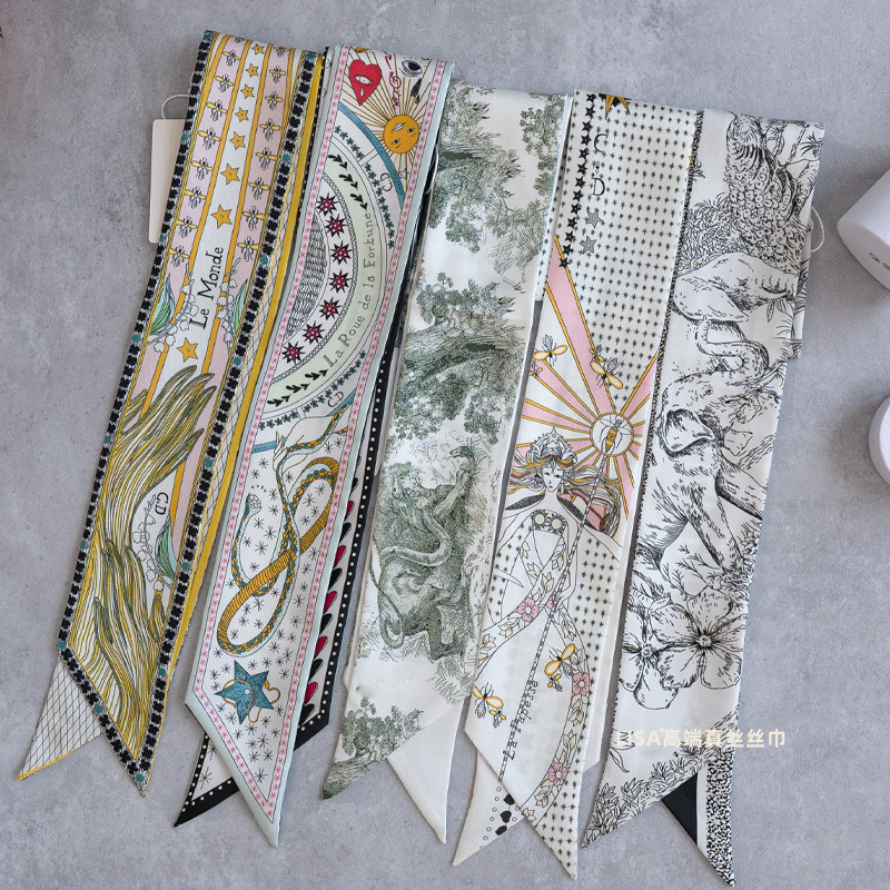 Dujia High-End Silk Long Scarf, Suitable for D Brand Tote Bag Handle Ribbon, Hair Tie, Twill Dujia High-End Silk Long Scarf, Suitable for D Brand Tote Bag Handle Ribbon, Hair Tie, Twill
