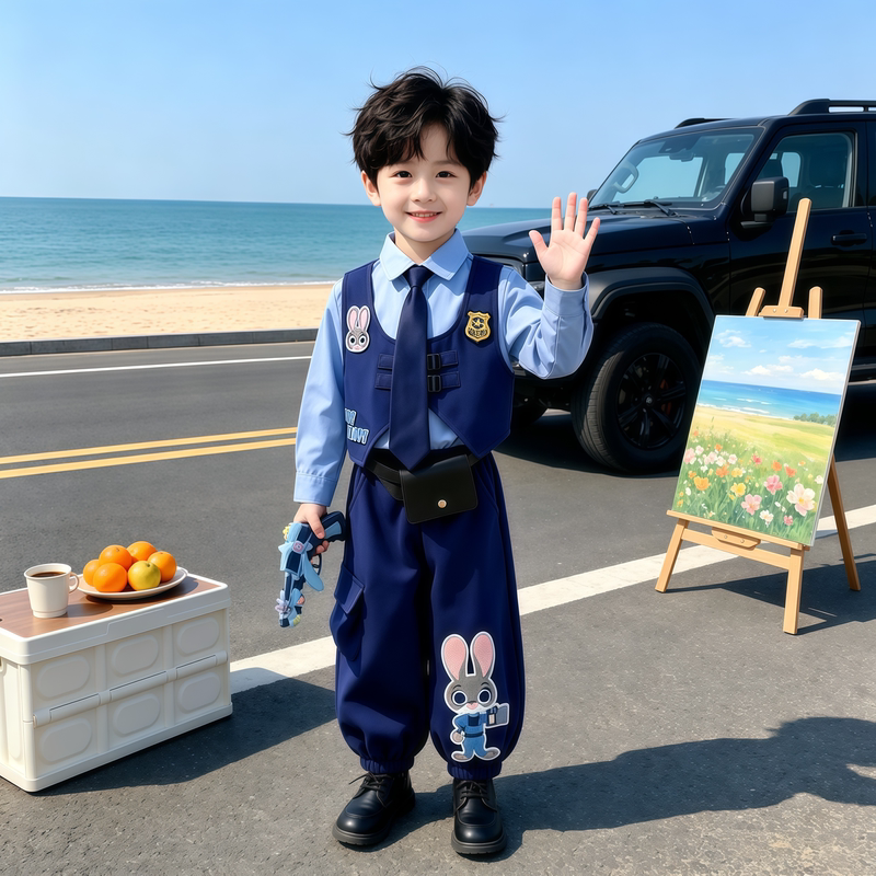 Rabbit Police Officer Costume Halloween Children's Zootopia Cosplay Performance Outfit Judy Boy Disney Costume