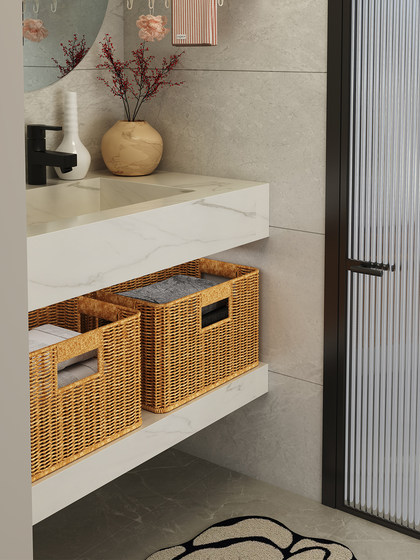 Woven Storage Basket under the Bathroom Cabinet, Hotel-Style Bathroom Storage Box, Imitation Rattan Storage Basket, Storage Basket, Storage Basket