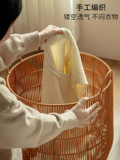 Dirty clothes basket, dirty clothes storage basket, household dirty clothes basket, laundry basket, bathroom imitation rattan basket, light luxury and good looks