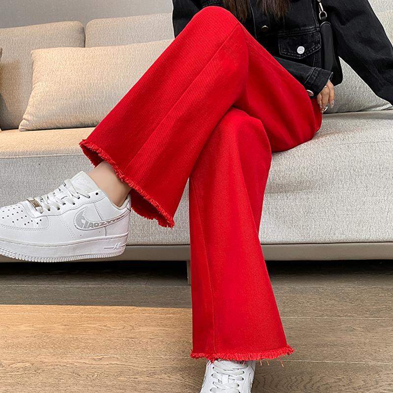 Red Jeans for Women 2026 Autumn New High-Waisted Loose Slimming Casual Plus Size Bright Red Straight Wide-Leg Pants Red Jeans for Women 2026 Autumn New High-Waisted Loose Slimming Casual Plus Size Bright Red Straight Wide-Leg Pants