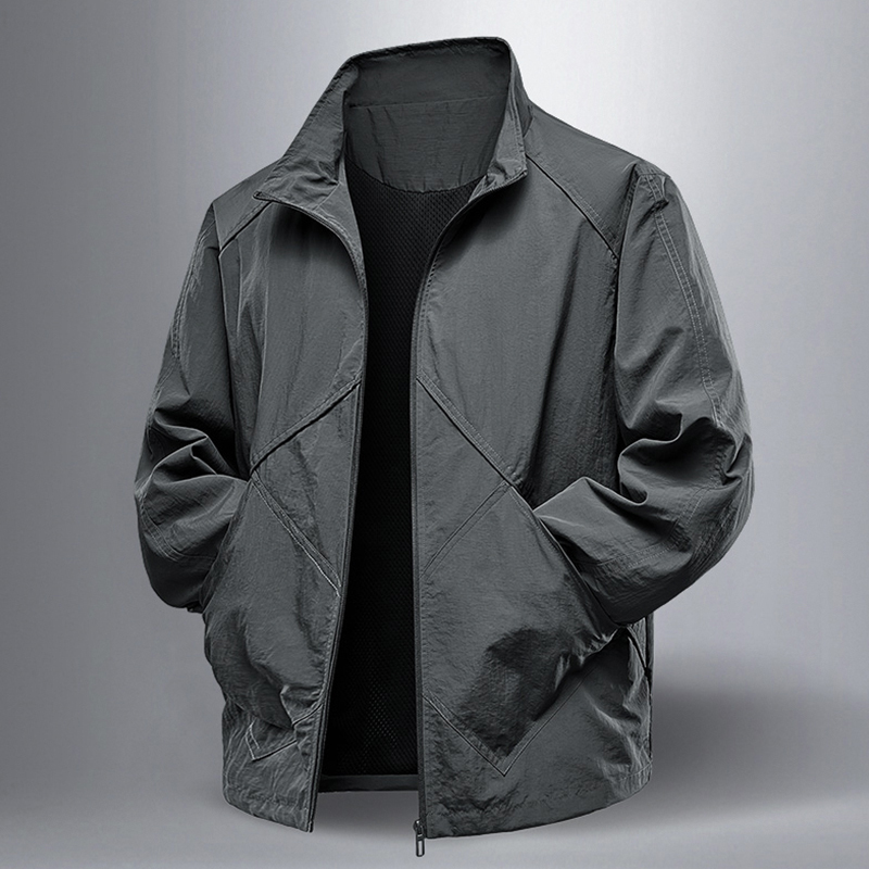 Stand Collar Jacket for Men, Autumn and Winter Windproof and Waterproof Softshell Jacket, Loose Retro Sports Simple American Style Jacket