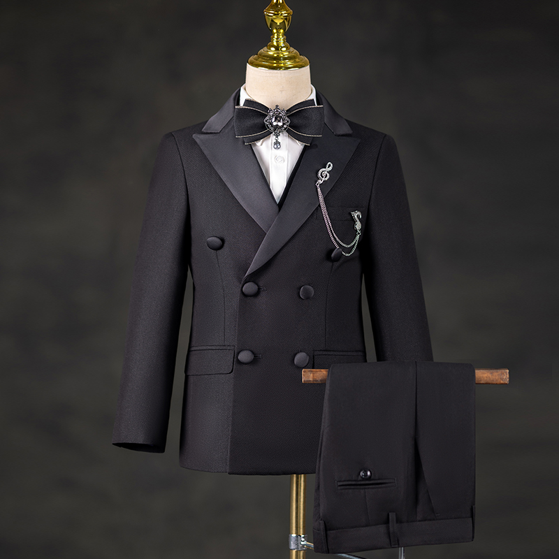 Children's suit suit 2023 new boy flower gown gown black chair for piano to play handsome Inn Wind-Taobao