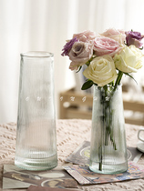 Set up high - luxury and two - piece set of creative glass vase transparent large aquatic flowers Lily rich bamboo