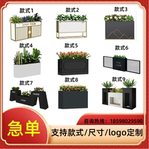 Stainless steel flower box outdoor combination flower pool municipal customized tree box rectangular flower trough finished flower stand iron flower bed