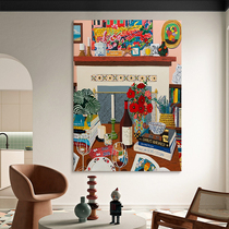 Matisse pure hand-painted oil painting entrance warm mural living room hanging painting restaurant Nordic style decorative painting high-end vertical version