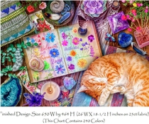 Original cross-stitch embroidery story orange cat HAE embroidery drawings PDF format source picture Saga animal cat