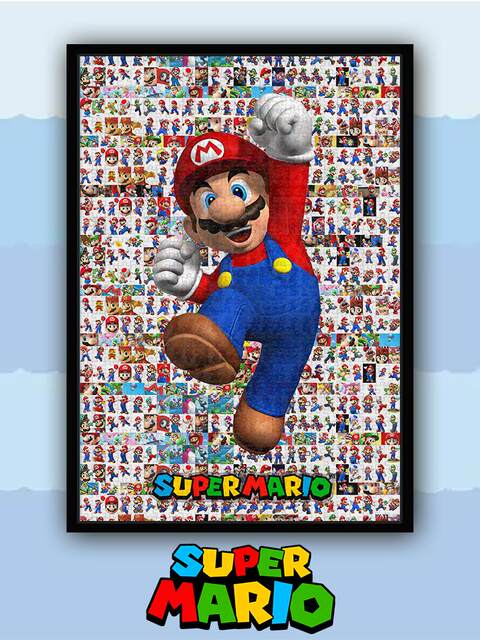 Wooden Puzzle Mario Super Mario 1000 Pieces Kidsren's Educational Puzzle Adult Version with Frame for Boys and Girls