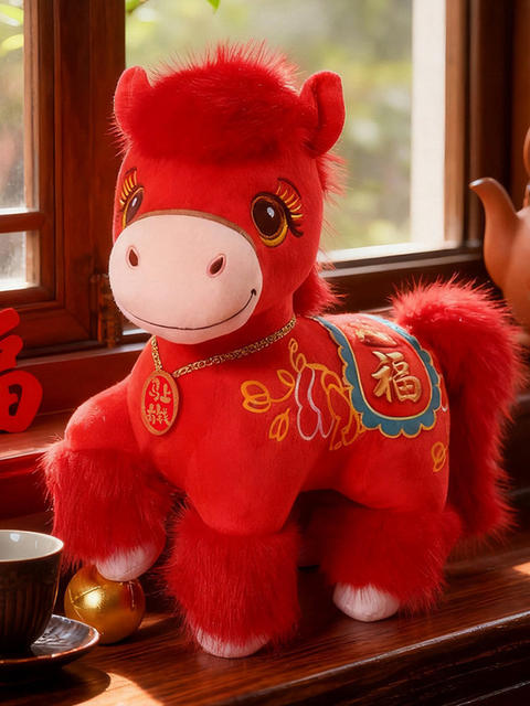 2026 Year of the Horse Mascot Zodiac Plush Toy, Good Luck and Wealth Plush Doll, Company Annual Meeting Gift