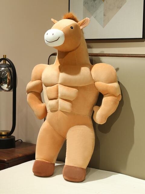 Muscle Horse Boyfriend Pillow Plush Toy Horse Year Mascot Funny Gift for Girlfriend or Best Friend's Birthday