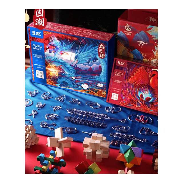 Nine-Link Puzzle Unlocking Ring, Unlocking Educational Toy, Luban Lock, Kongming Lock Set, 96-Piece Set for Children and Primary School Students